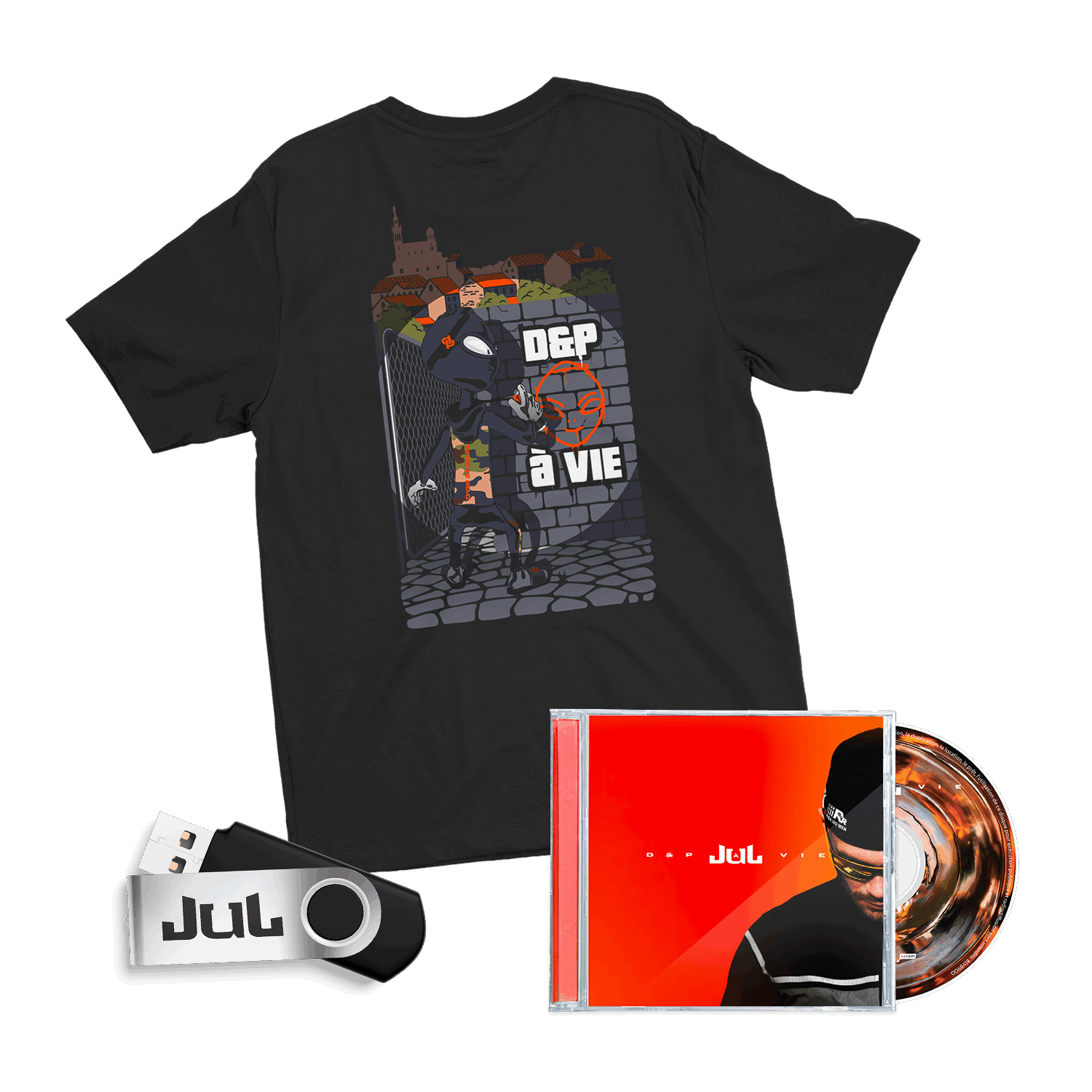 Pack T-shirt + Clé USB – D&P à Vie